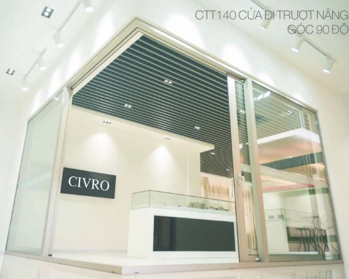 CIVRO CTT140V | Cửa đi trượt nâng vuông góc 90 độ (2 ray)